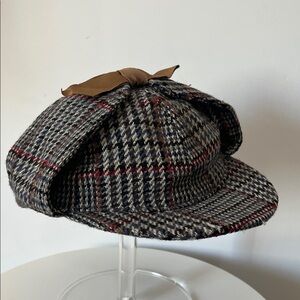 Vintage Dunn & Co Wool Sherlock Holmes Harris Tweed Hat Cap Size 7 1/8